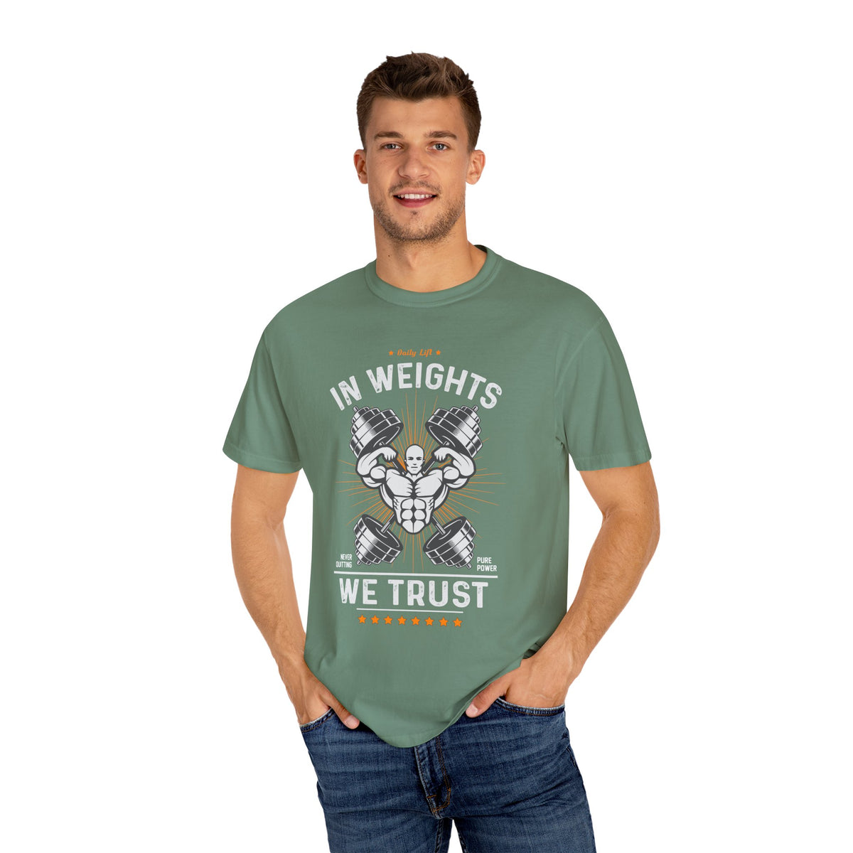In Weights We Trust T-Shirt - Gym Motivation Fitness Tee - Sinful Threads