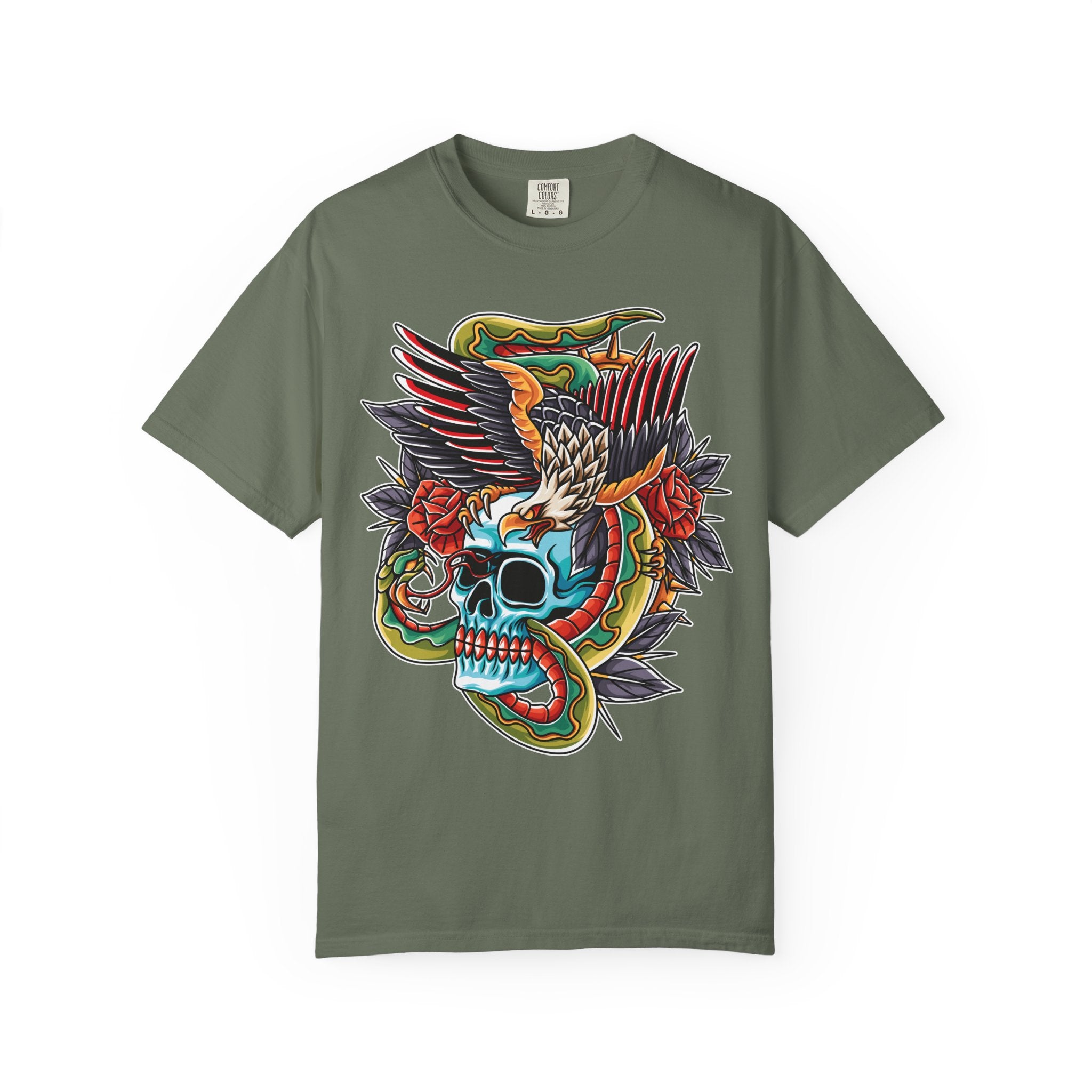 Biker Tattoo Shirt - Skull Eagle Snake Tee - Outlaw Apparel - Sinful Threads