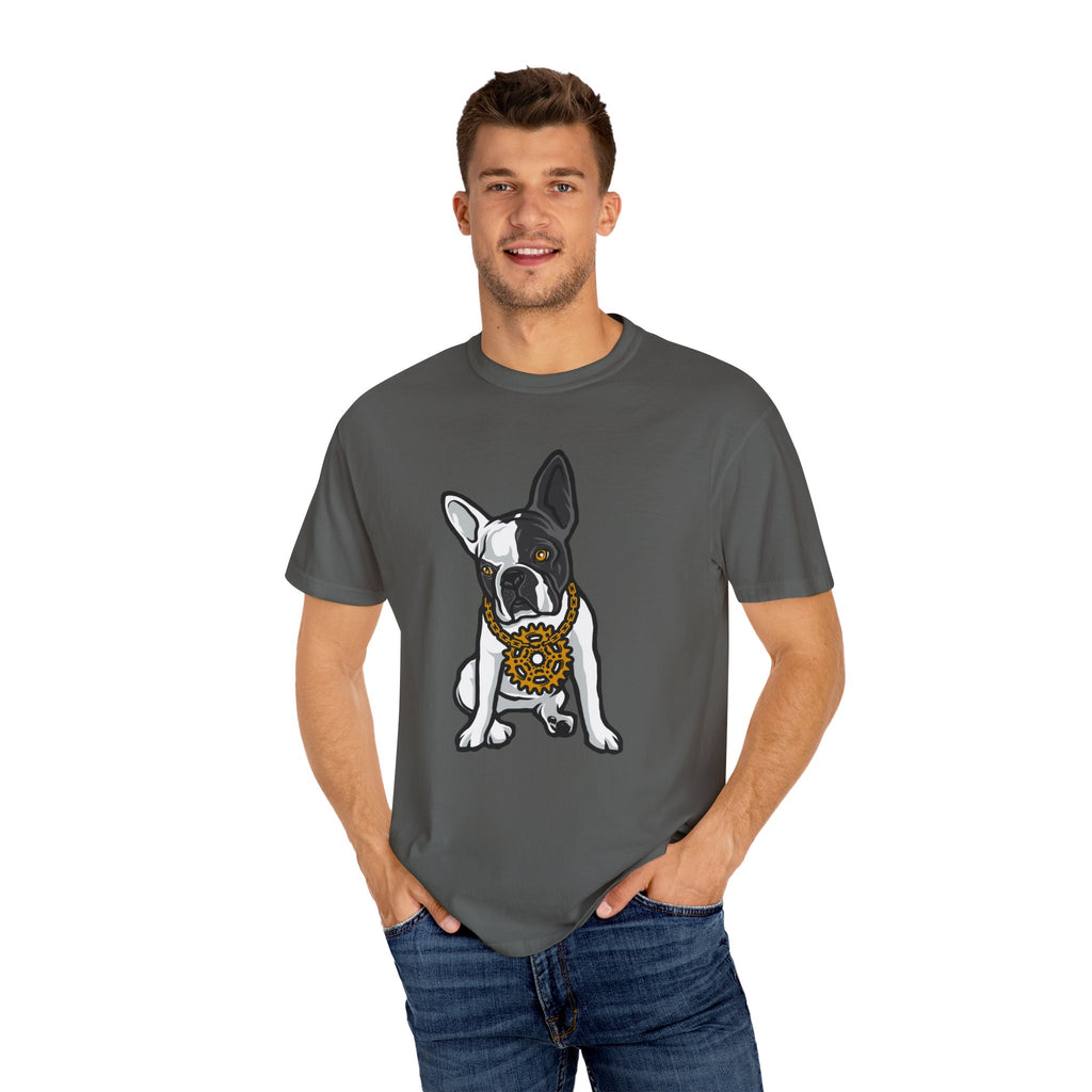Cartoon French Bulldog with Gear Necklace Cool Dog T-Shirt - Sinful Threads
