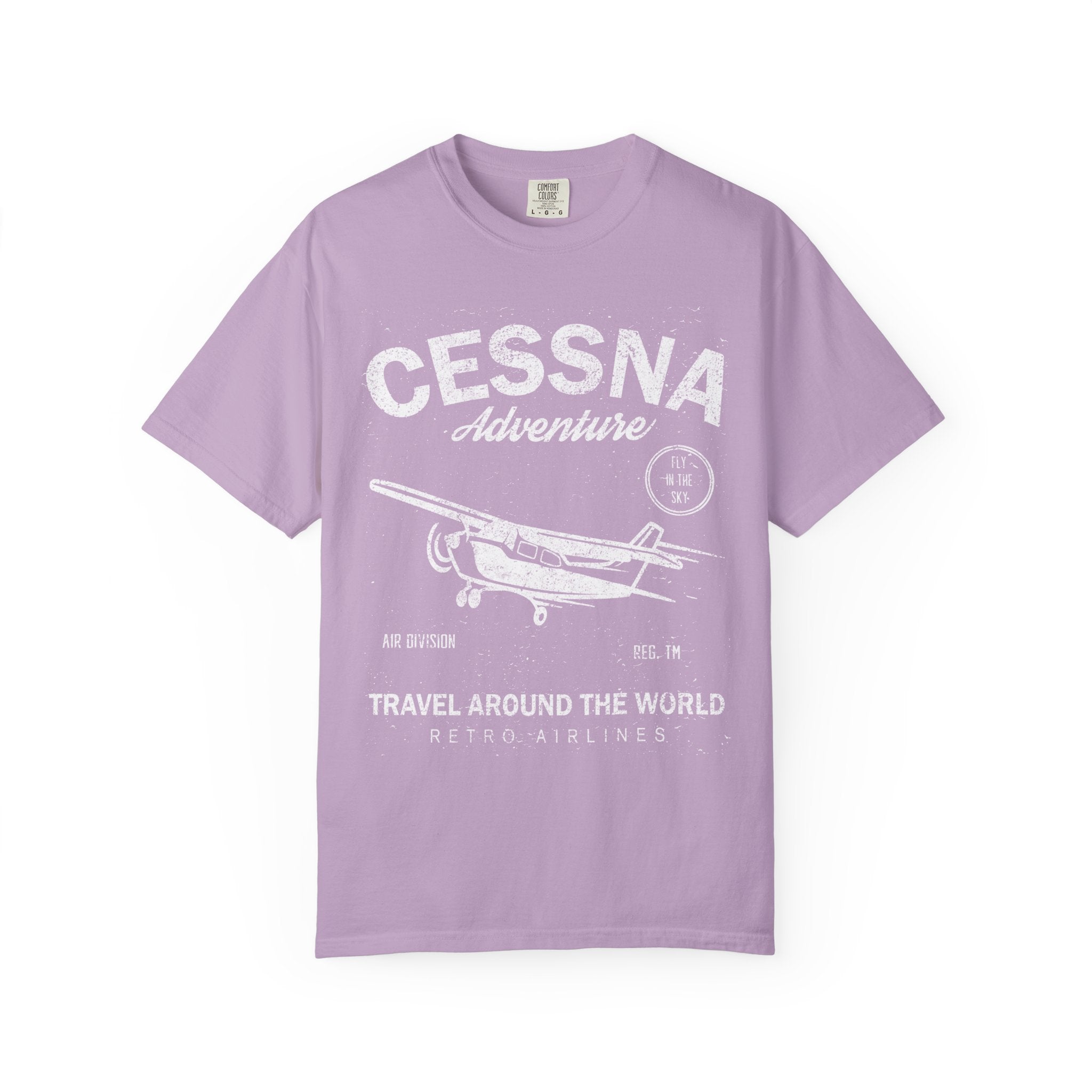 Cessna Adventure Travel Around The World Retro Airlines T-Shirt - Sinful Threads