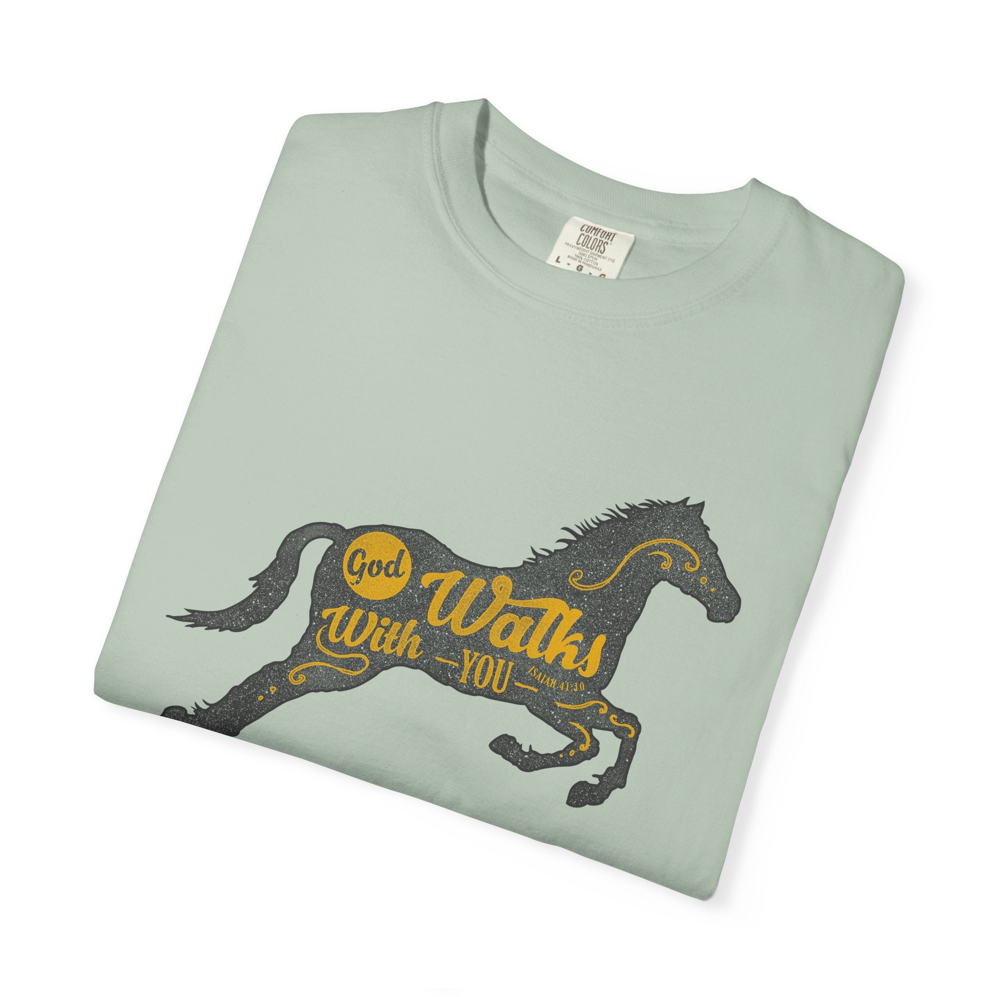 God Walks With You Isaiah 41 10 Religious Horse T-Shirt - Sinful Threads