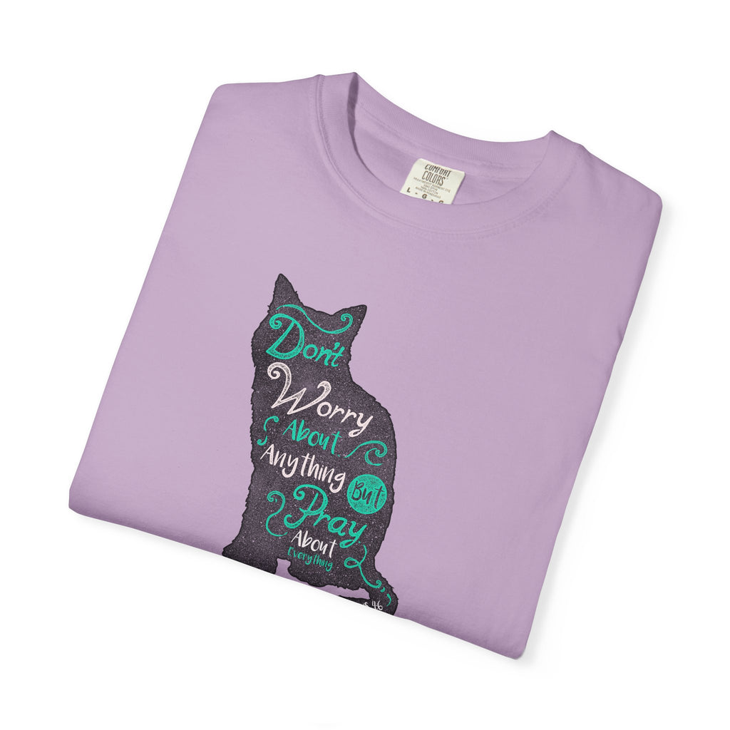 Don't Worry About Anything But Pray Christian Cat T-Shirt - Sinful Threads
