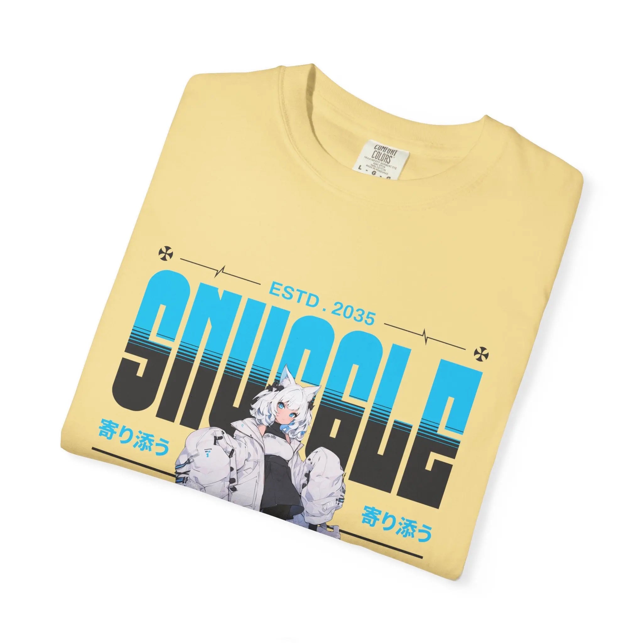 Kawaii Cat Girl Tee - Snuggle Manga Graphic - Cute Gift - Sinful Threads