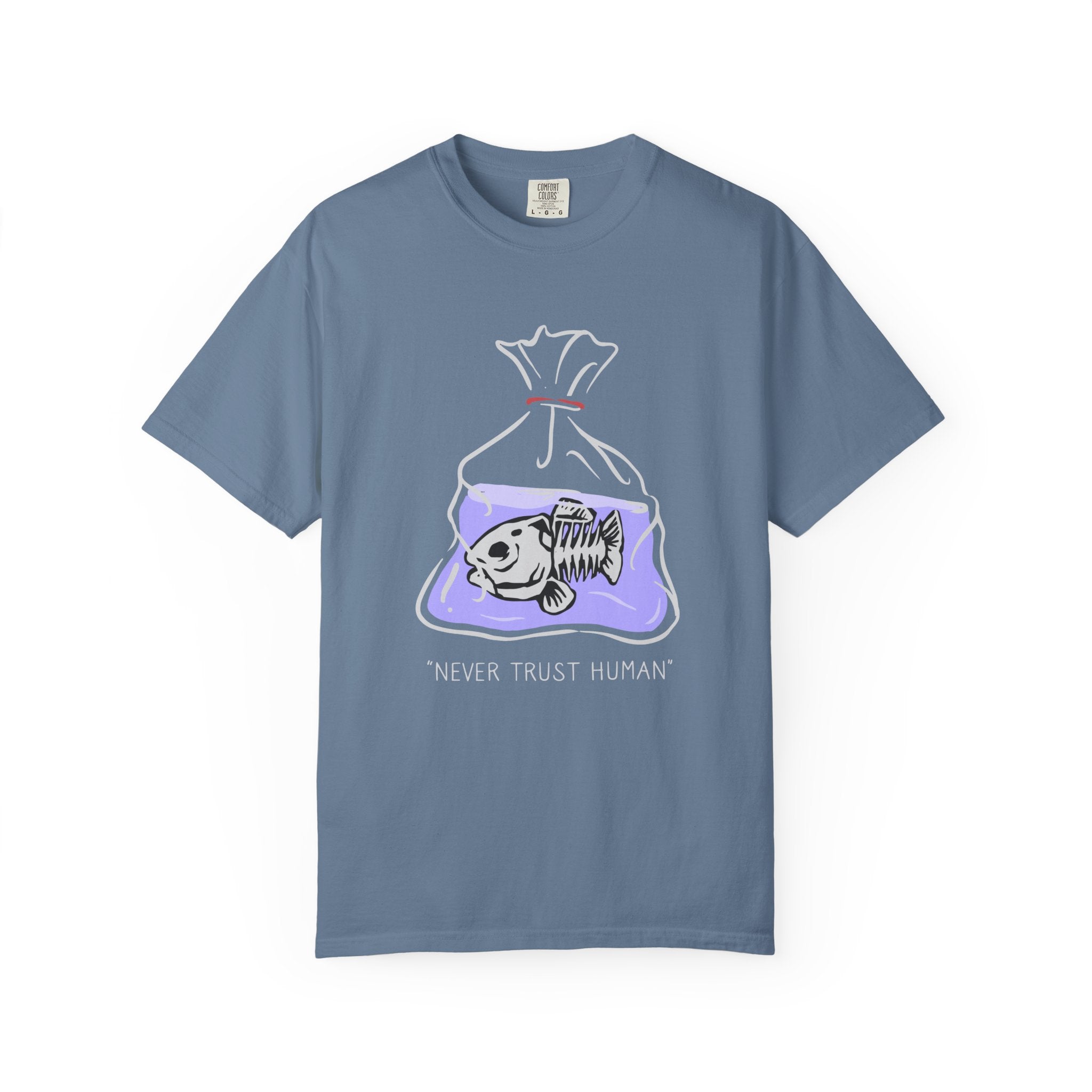 Never Trust Human Fish Bones Drawing Design T-Shirt - Sinful Threads