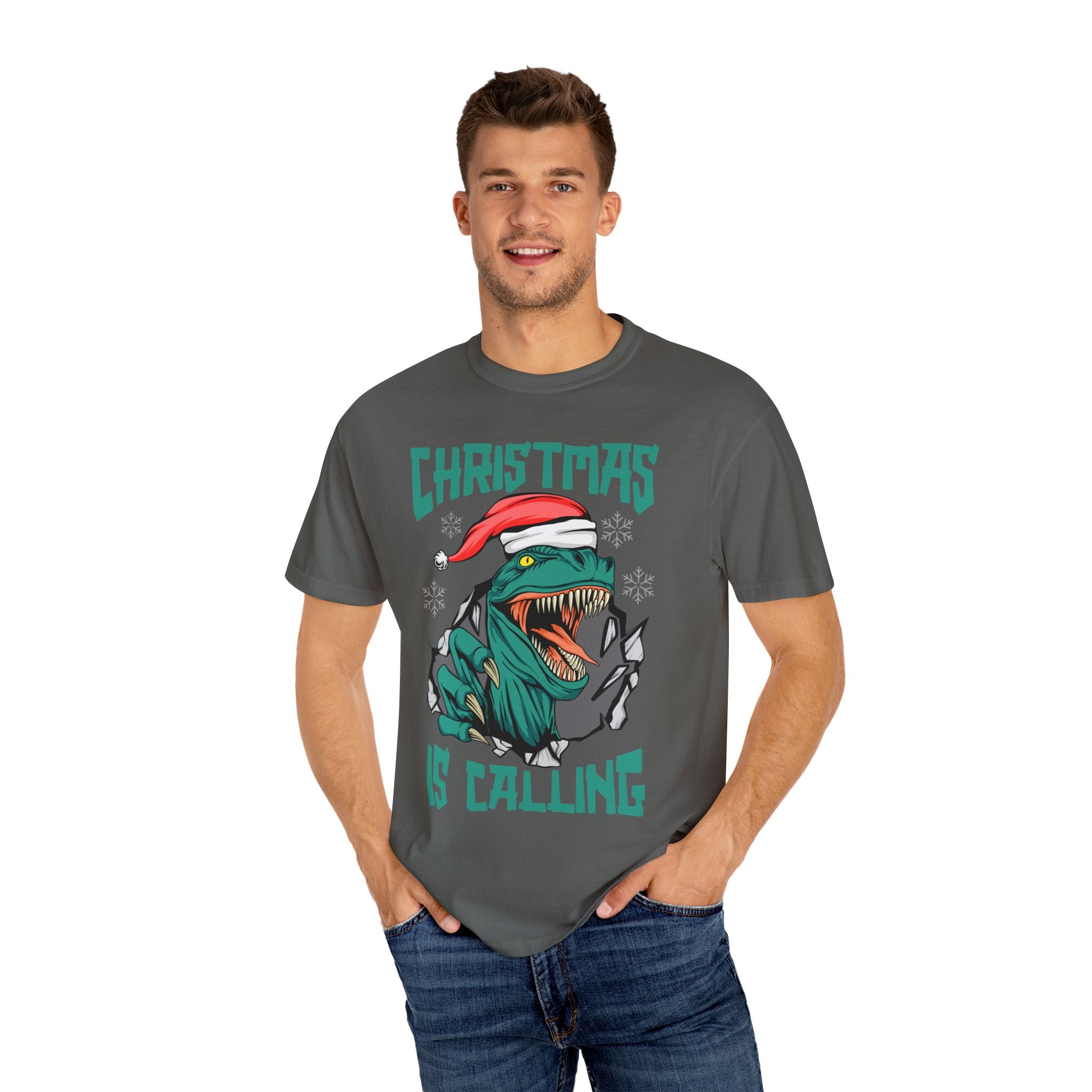 Santa T Rex Tee - Funny Dino Shirt - Christmas Holiday Gift - Sinful Threads