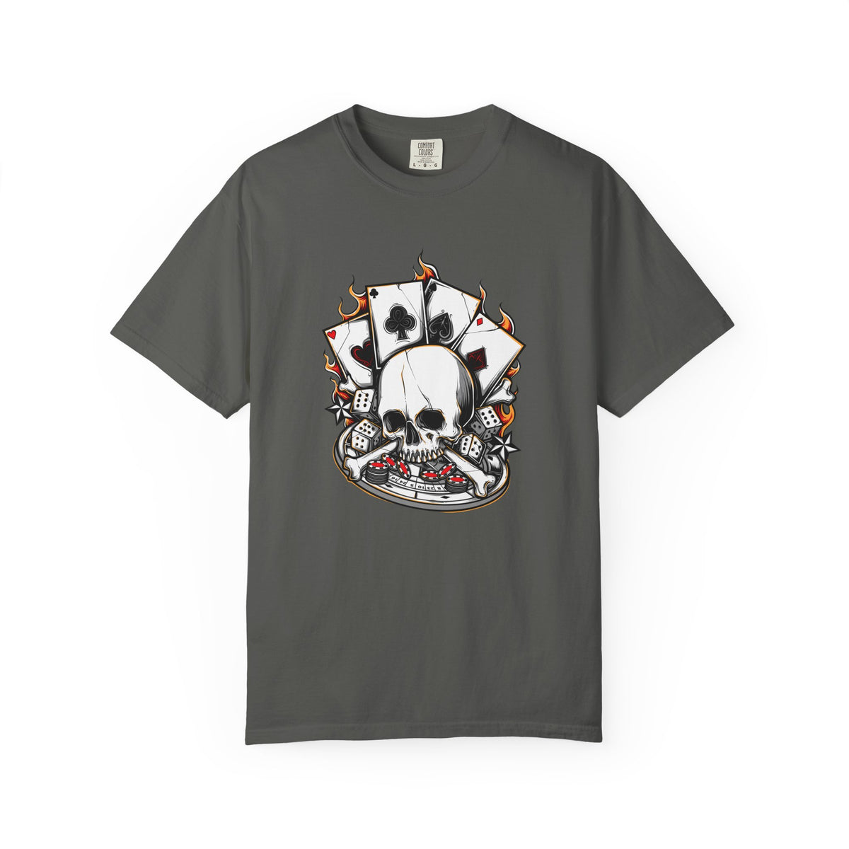 Skull Playing Cards Dice Gambling Casino Design T-Shirt