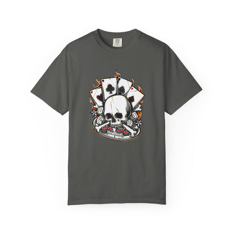Skull Playing Cards Dice Gambling Casino Design T-Shirt