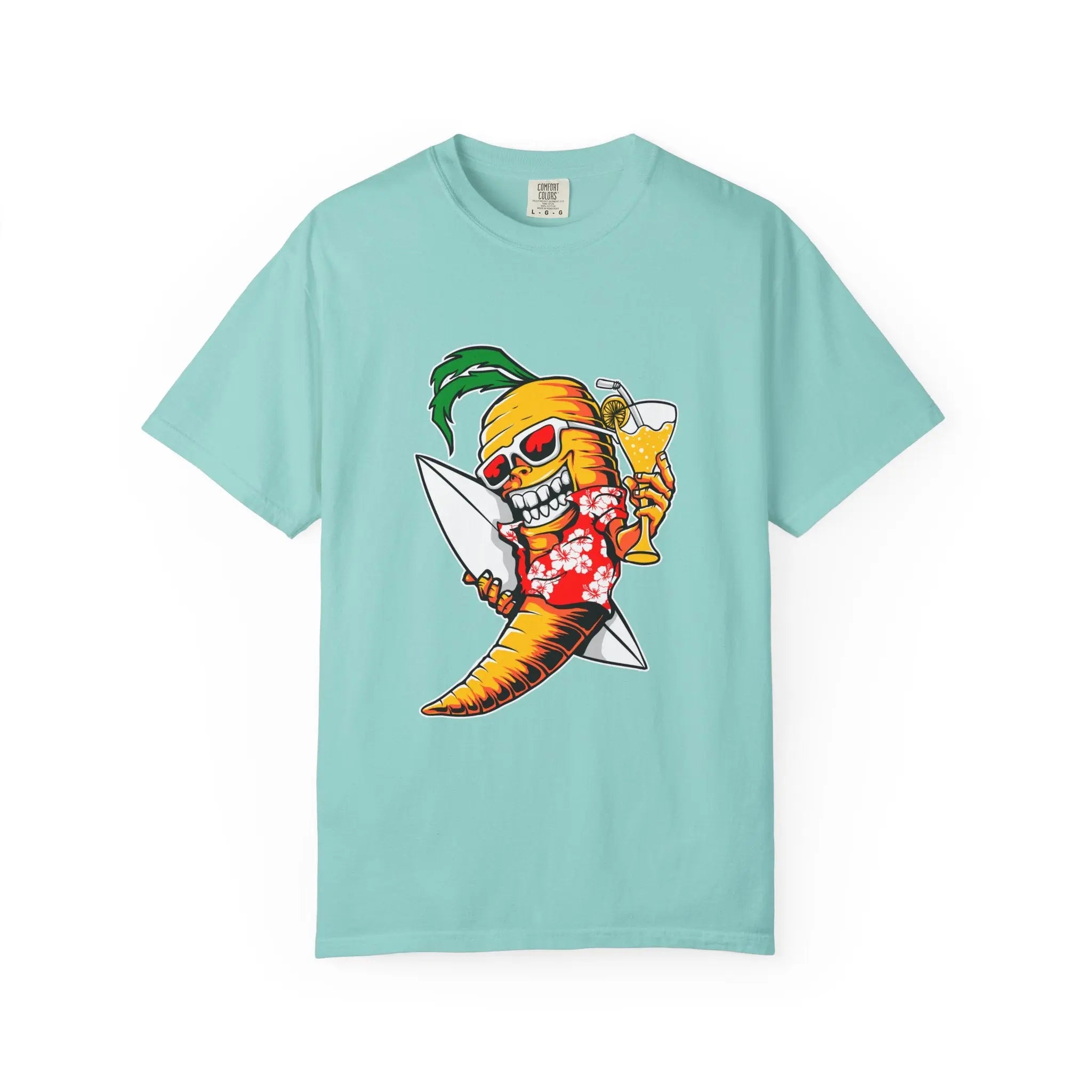 Surfing Carrot With a Drink Graphic Awesome T-Shirt - Sinful Threads