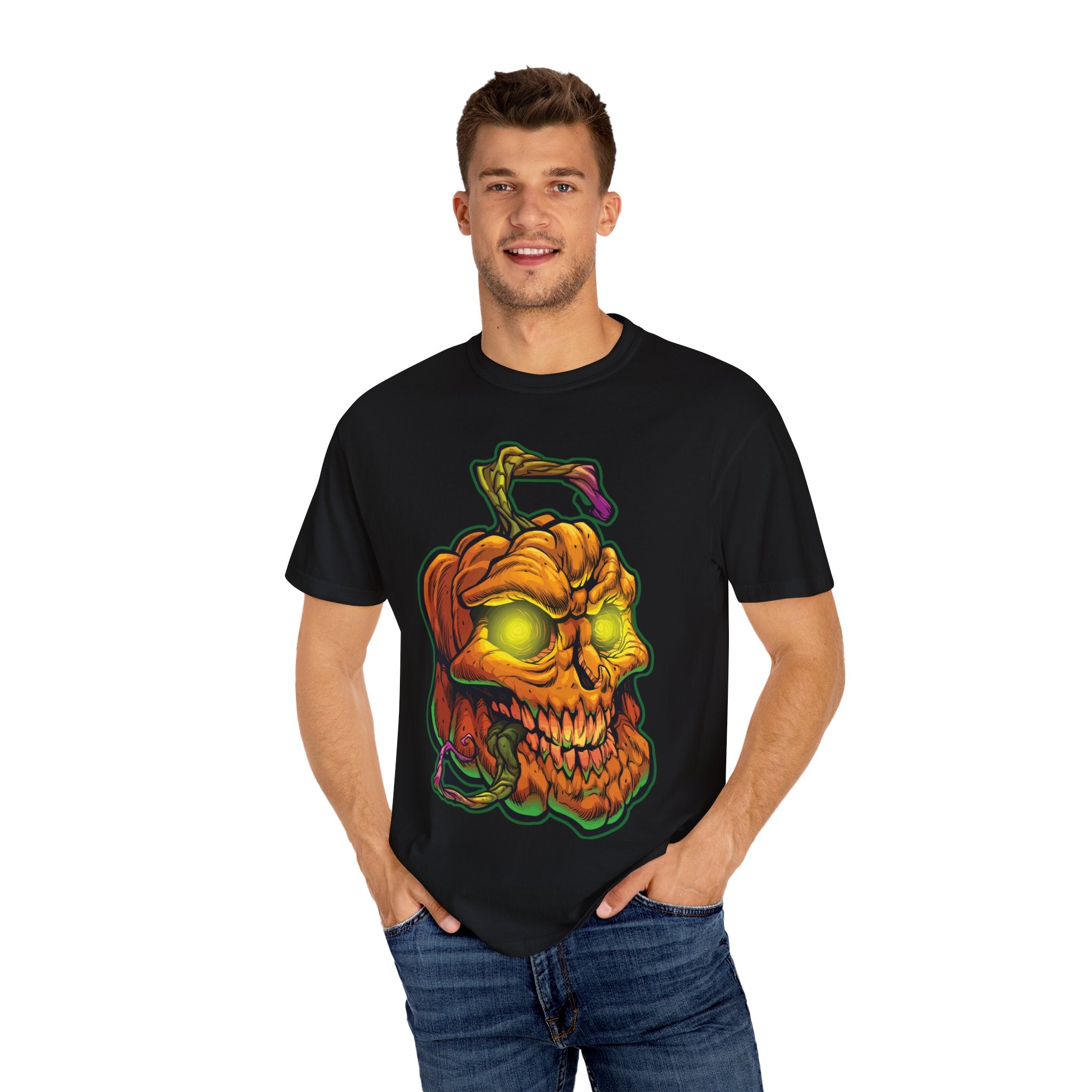 Pumpkin Skull Tee - Spooky Halloween Shirt for Horror Fans - Sinful Threads