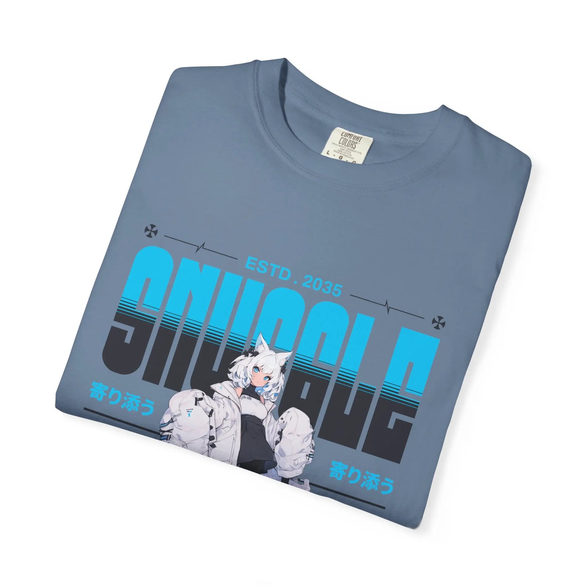 Kawaii Cat Girl Tee - Snuggle Manga Graphic - Cute Gift - Sinful Threads