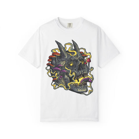 Gothic Mushroom Tee - Horned Skull Deathcore Shirt Gift