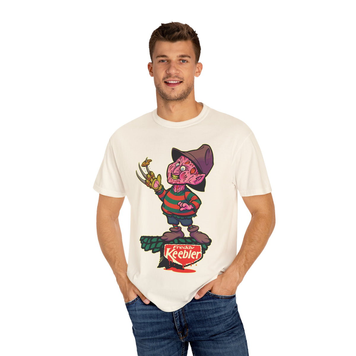 Elf Cookie Elm Street Tee - Spooky Holiday Horror Shirt