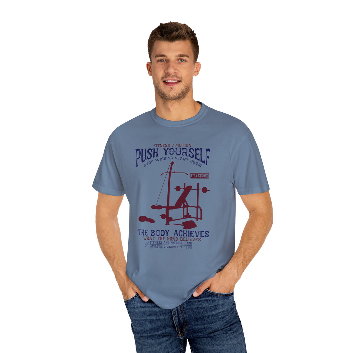 Fitness And Motion Bodybuilding Gym Push Yourself T-Shirt