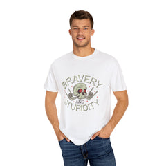 Funny Skull Shirt - Bravery Stupidity Tee - Cool Graphic