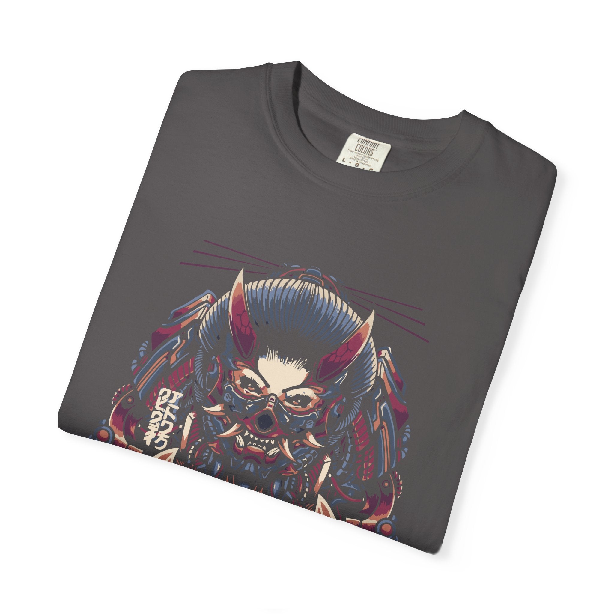 Cyberpunk Oni Shirt - Neon Geisha Tee for Futuristic Culture - Sinful Threads
