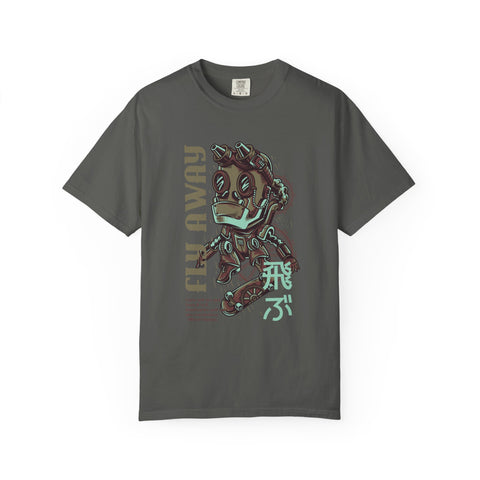 Fly Away Einstein Robot On Skateboard Illustration T-Shirt