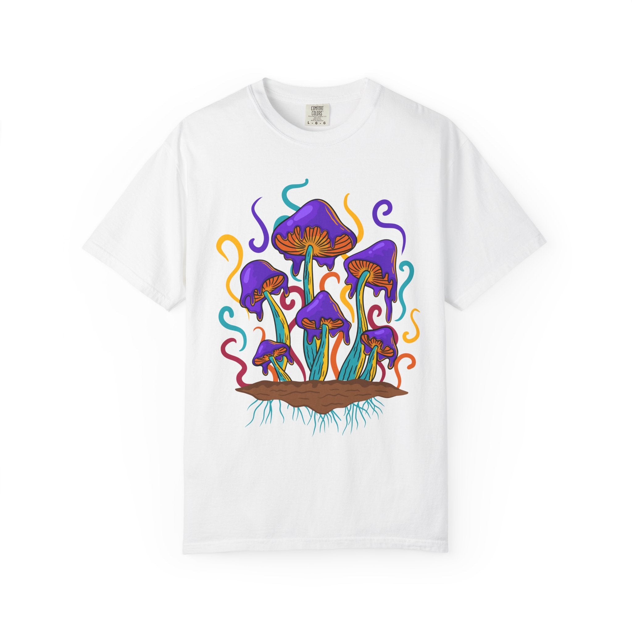 Psychedelic Mushroom Tee - Groovy Fungi Art Purple Gift - Sinful Threads