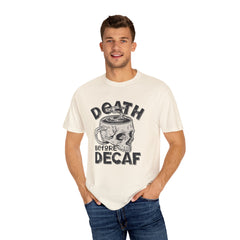 Coffee Skull Shirt - Death Before Decaf - Funny Caffeine Gift