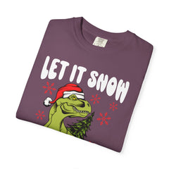 Christmas Dinosaur Tee - Santa T-Rex - Let It Snow Gift