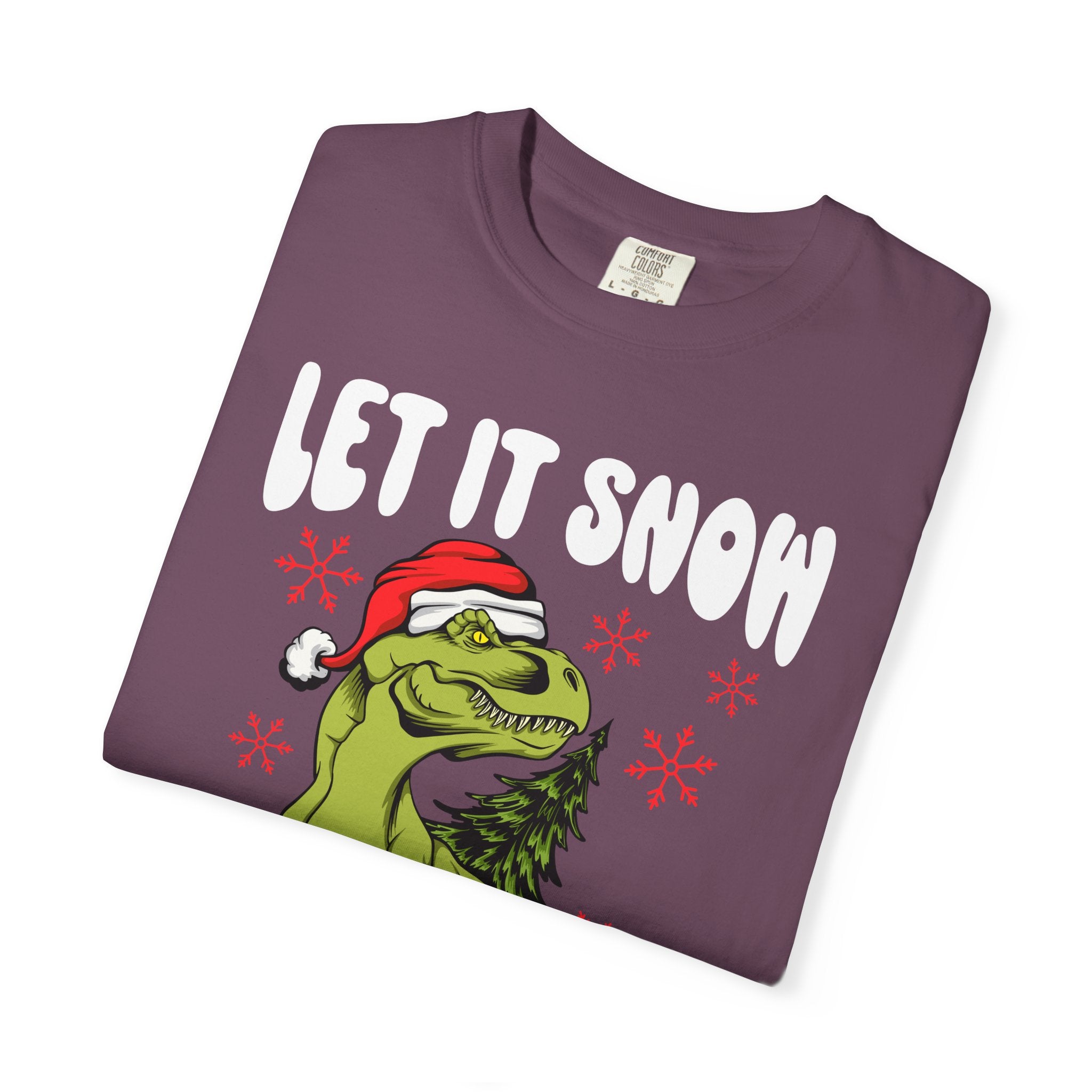 Christmas Dinosaur Tee - Santa T-Rex - Let It Snow Gift - Sinful Threads