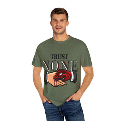 Trust None Tee – Snake Handshake Dark Streetwear