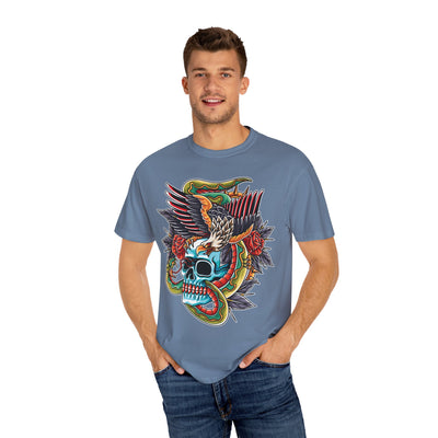 Biker Tattoo Shirt - Skull Eagle Snake Tee - Outlaw Apparel - Sinful Threads