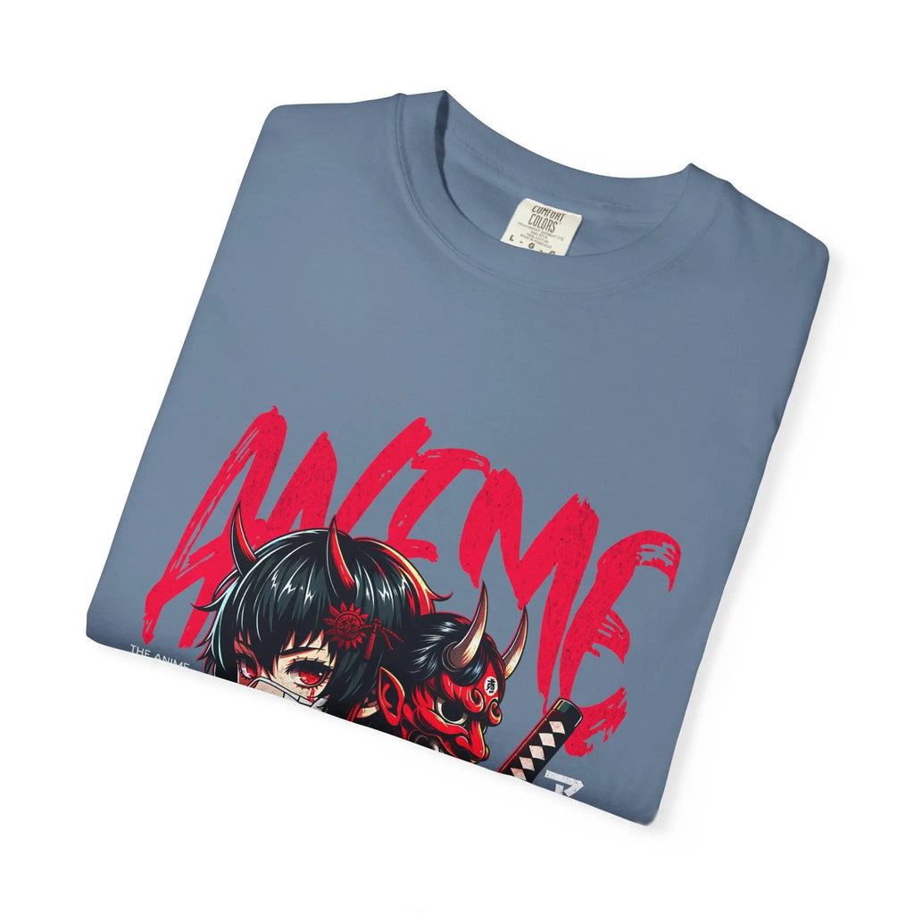 Oni Mask Anime Tee - Katana Demon Girl - Japanese Gift - Sinful Threads