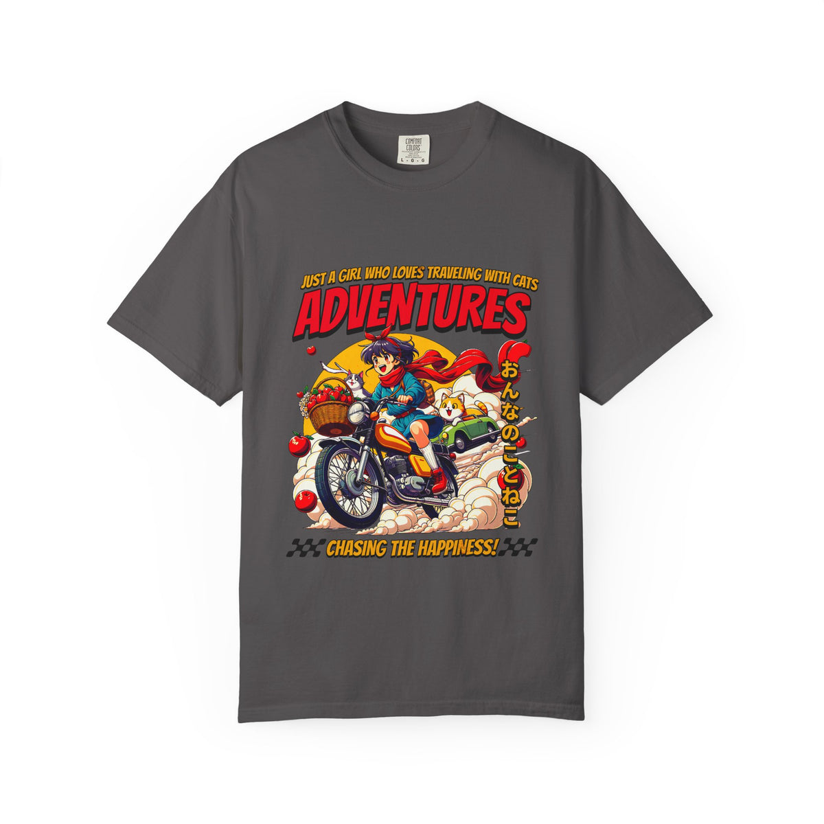 Cat Motorcycle Tee - Anime Adventure Top - Perfect Gift