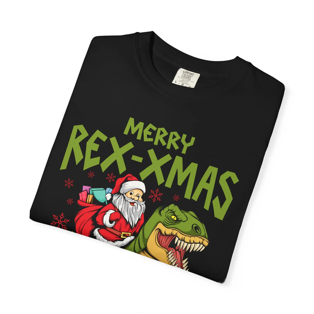 Merry Rex Xmas Tee - Funny Santa Dinosaur Gift - Sinful Threads