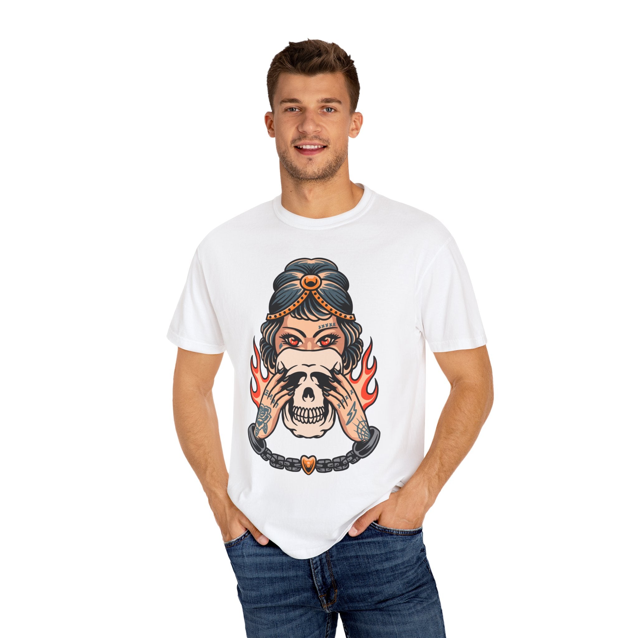 Traditional Tattoo Shirt - Fortune Teller Tee - Skull Graphic Top - Sinful Threads