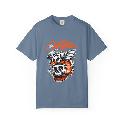 Outlaw Skull with Bat Rider Life To Ride Graphic T-Shirt - Sinful Threads