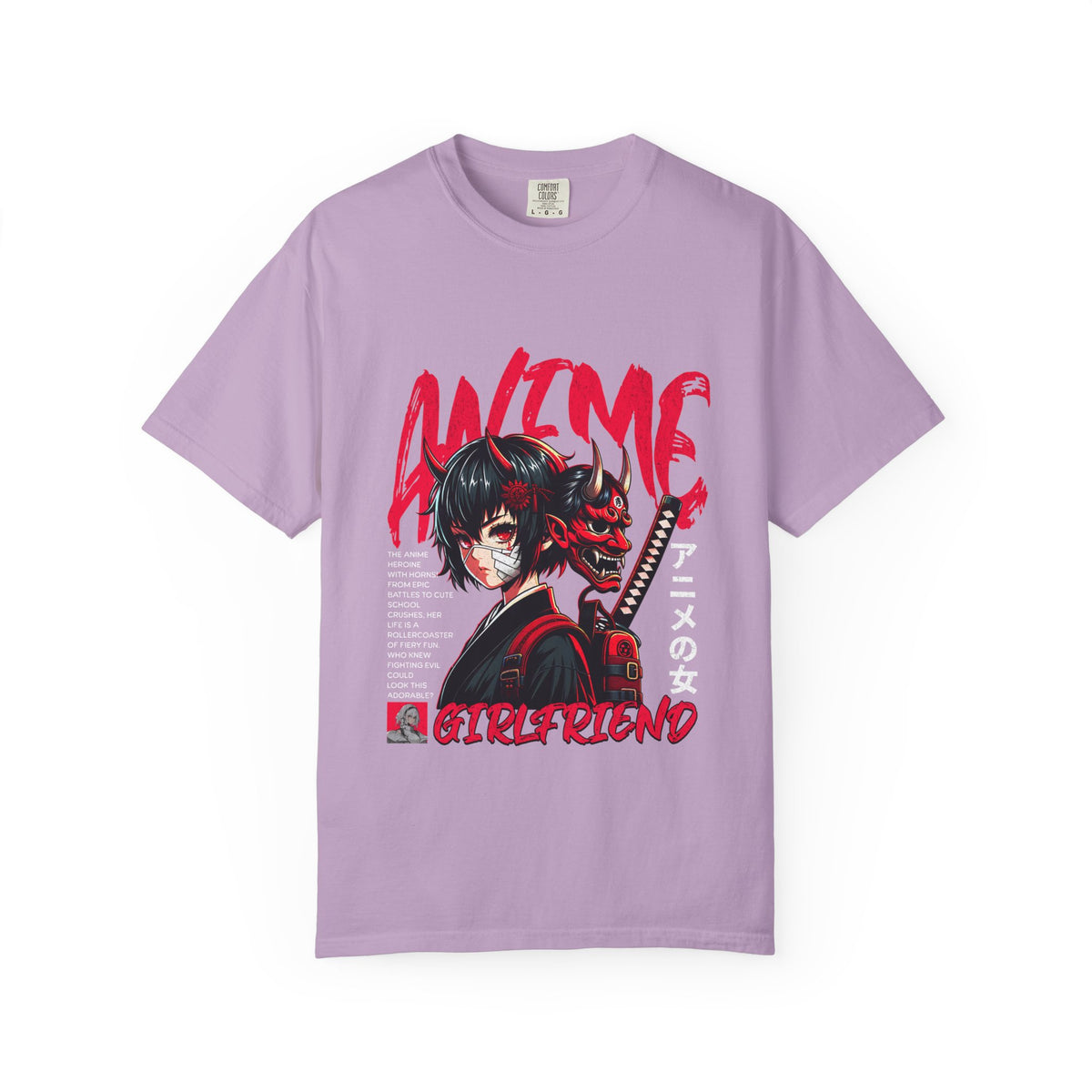 Oni Mask Anime Tee - Katana Demon Girl - Japanese Gift