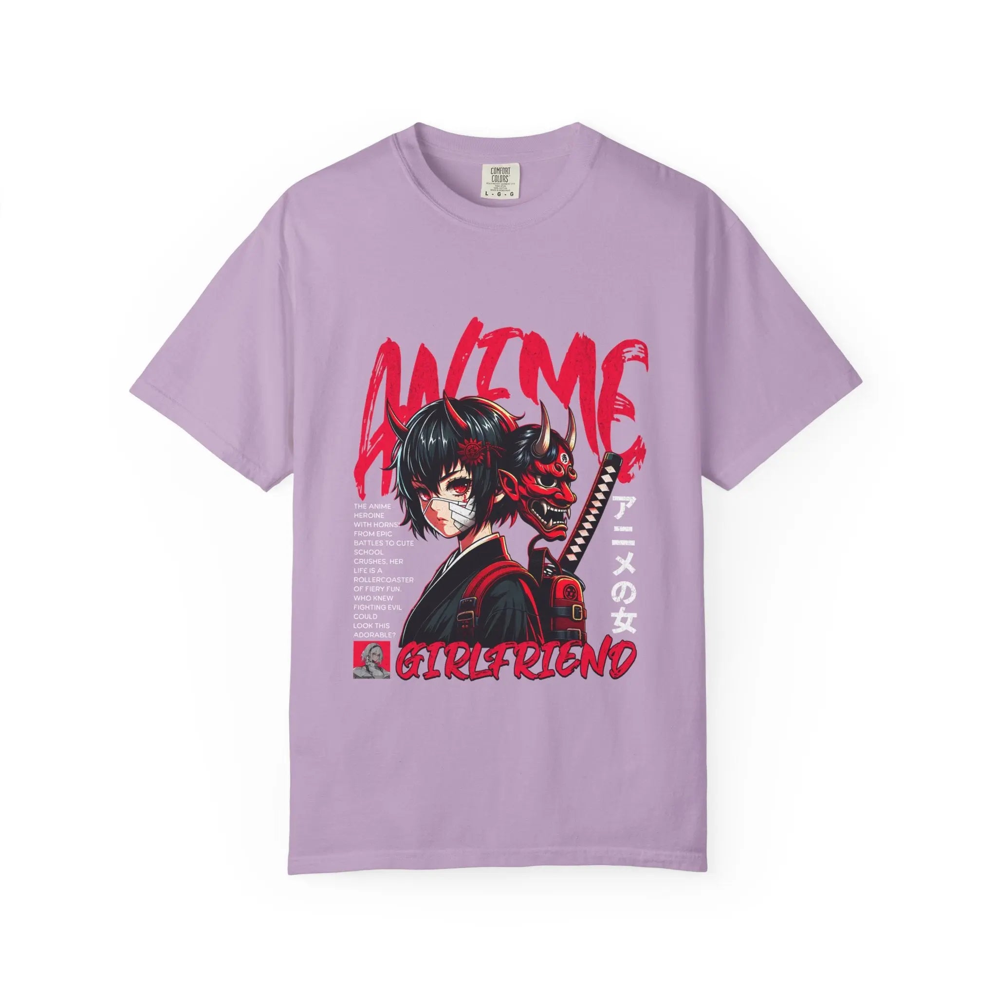 Oni Mask Anime Tee - Katana Demon Girl - Japanese Gift - Sinful Threads