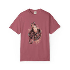 Pray Hard Hands With Ribbon Graphic Religious Art T-Shirt - Sinful Threads