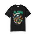Zeus Surfing Illustration Graphic Design Aloha Text T-Shirt - Sinful Threads