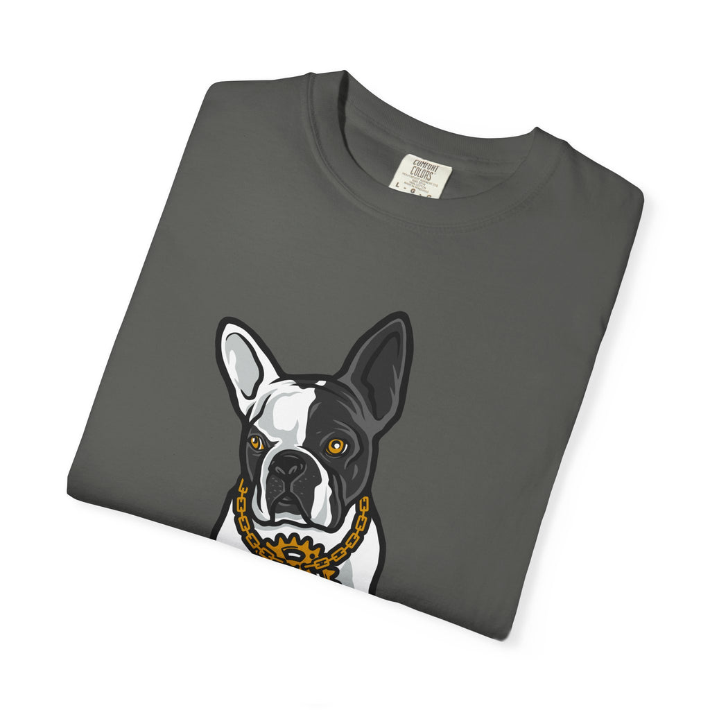 Cartoon French Bulldog with Gear Necklace Cool Dog T-Shirt - Sinful Threads