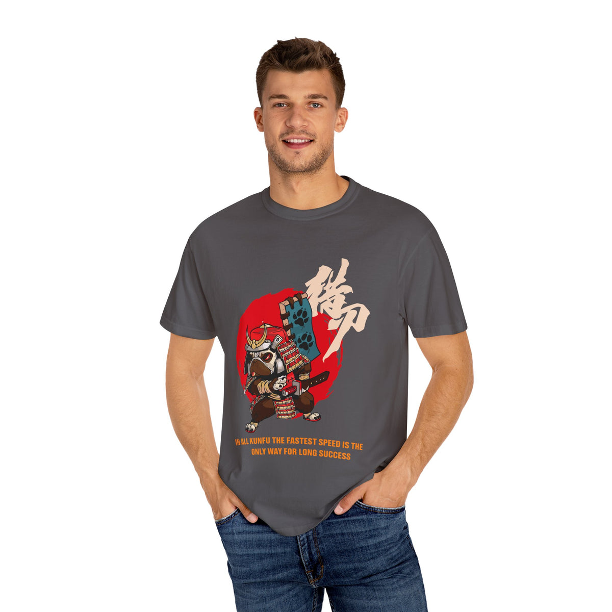 Pug Dog Graphic Tee Japanese Samurai Art Gift