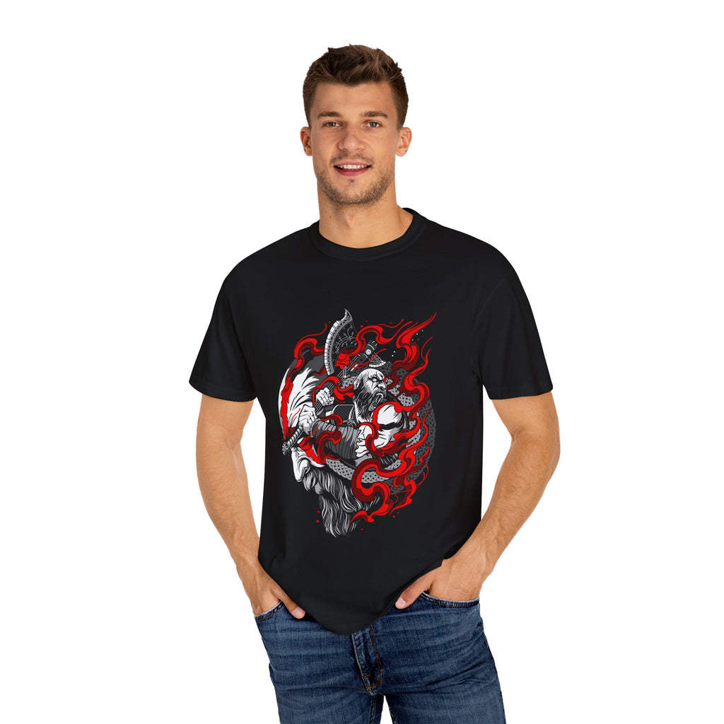 Viking Wolf Norse Pagan Tee Red Black Warrior - Sinful Threads