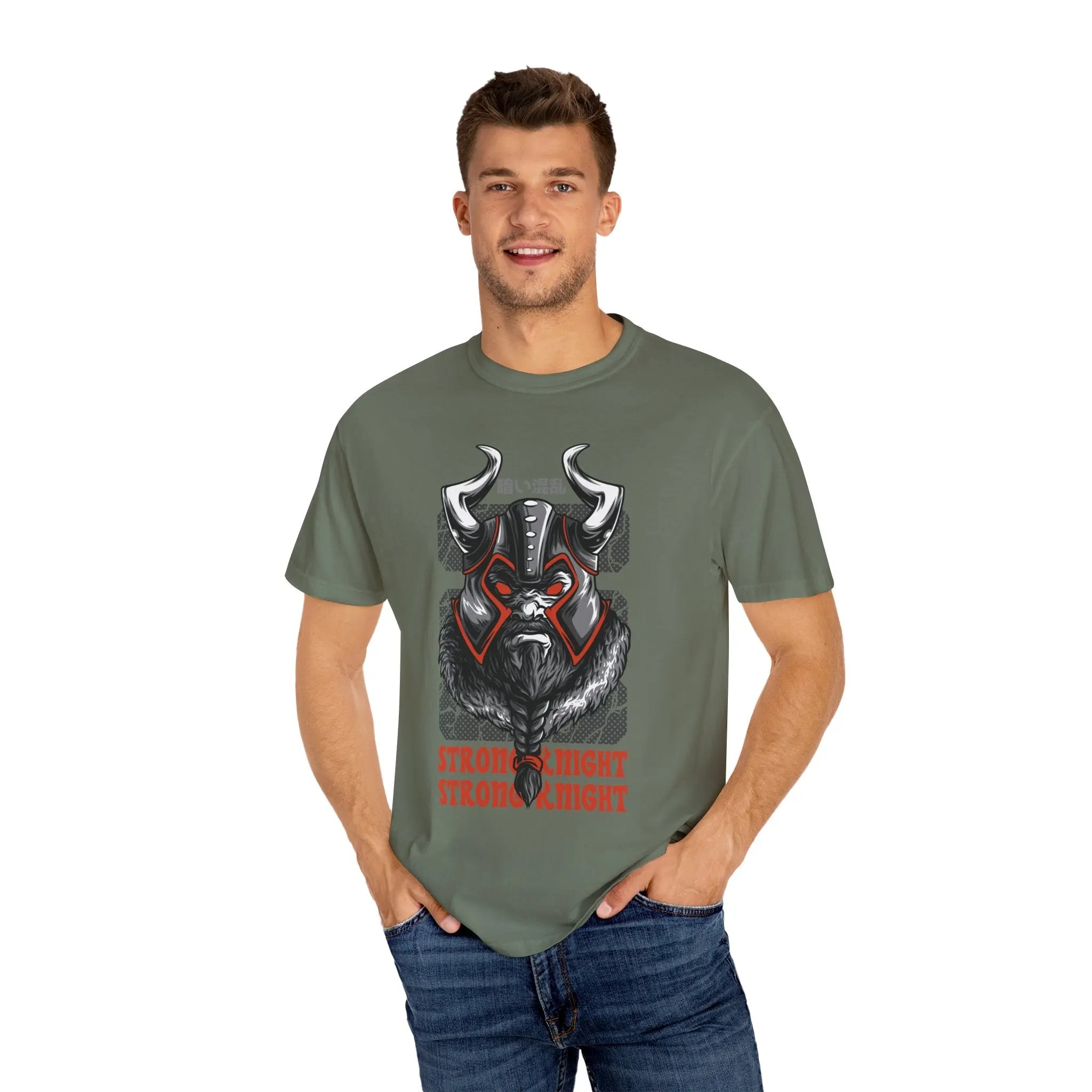 Strong Knight Design with Bold Graphics T-Shirt - Sinful Threads