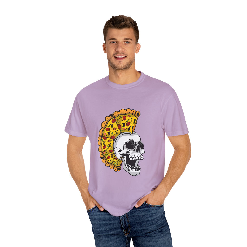 Pizza Mohawk Skull Funny Graphic Unique Design T-Shirt - Sinful Threads