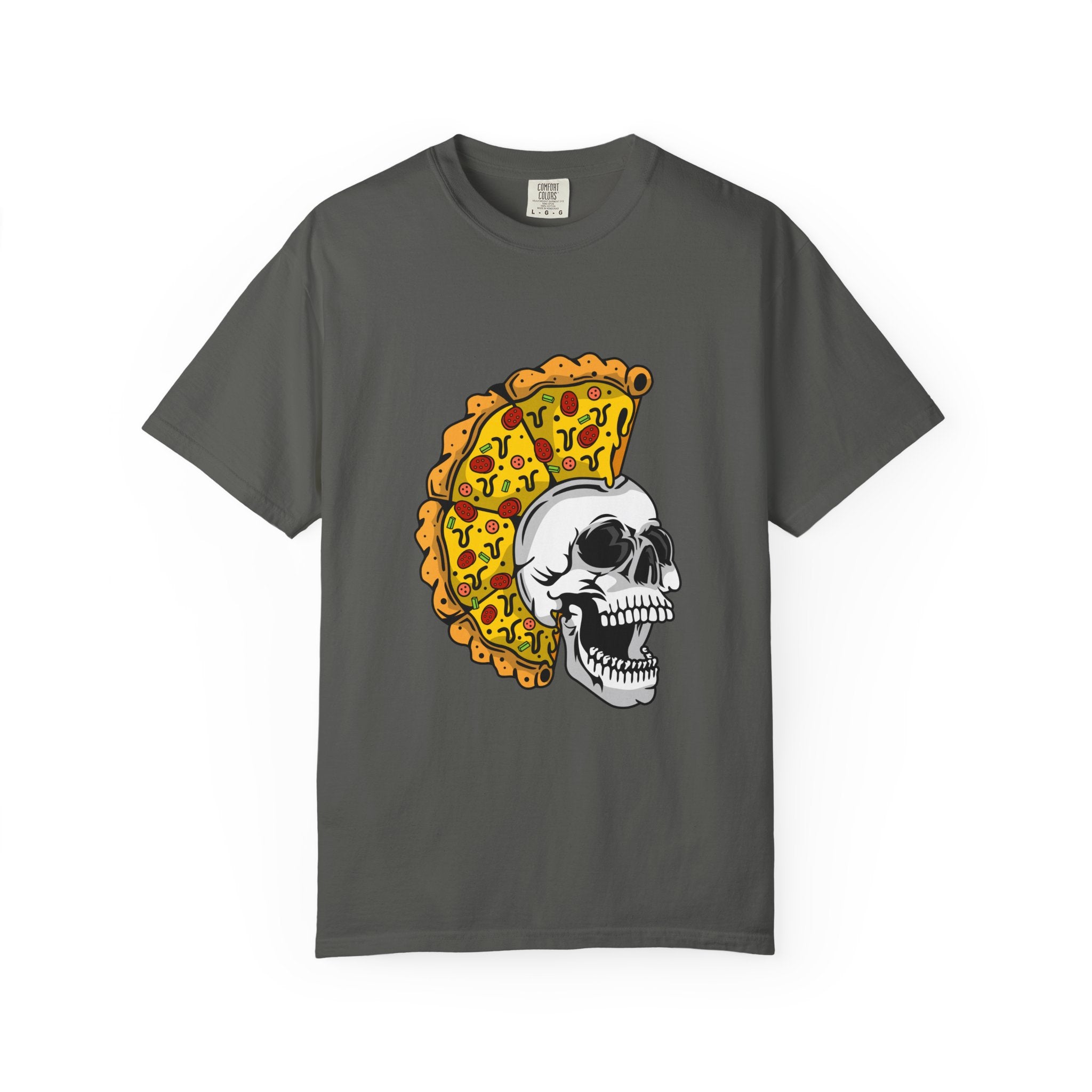 Pizza Mohawk Skull Funny Graphic Unique Design T-Shirt - Sinful Threads