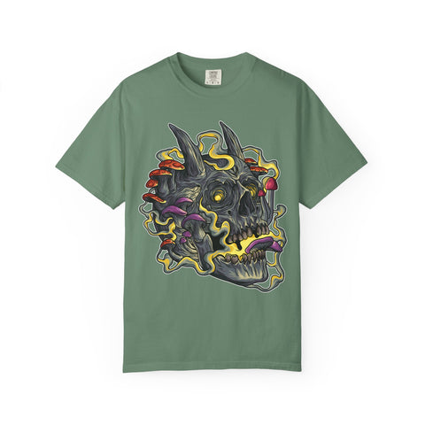 Gothic Mushroom Tee - Horned Skull Deathcore Shirt Gift