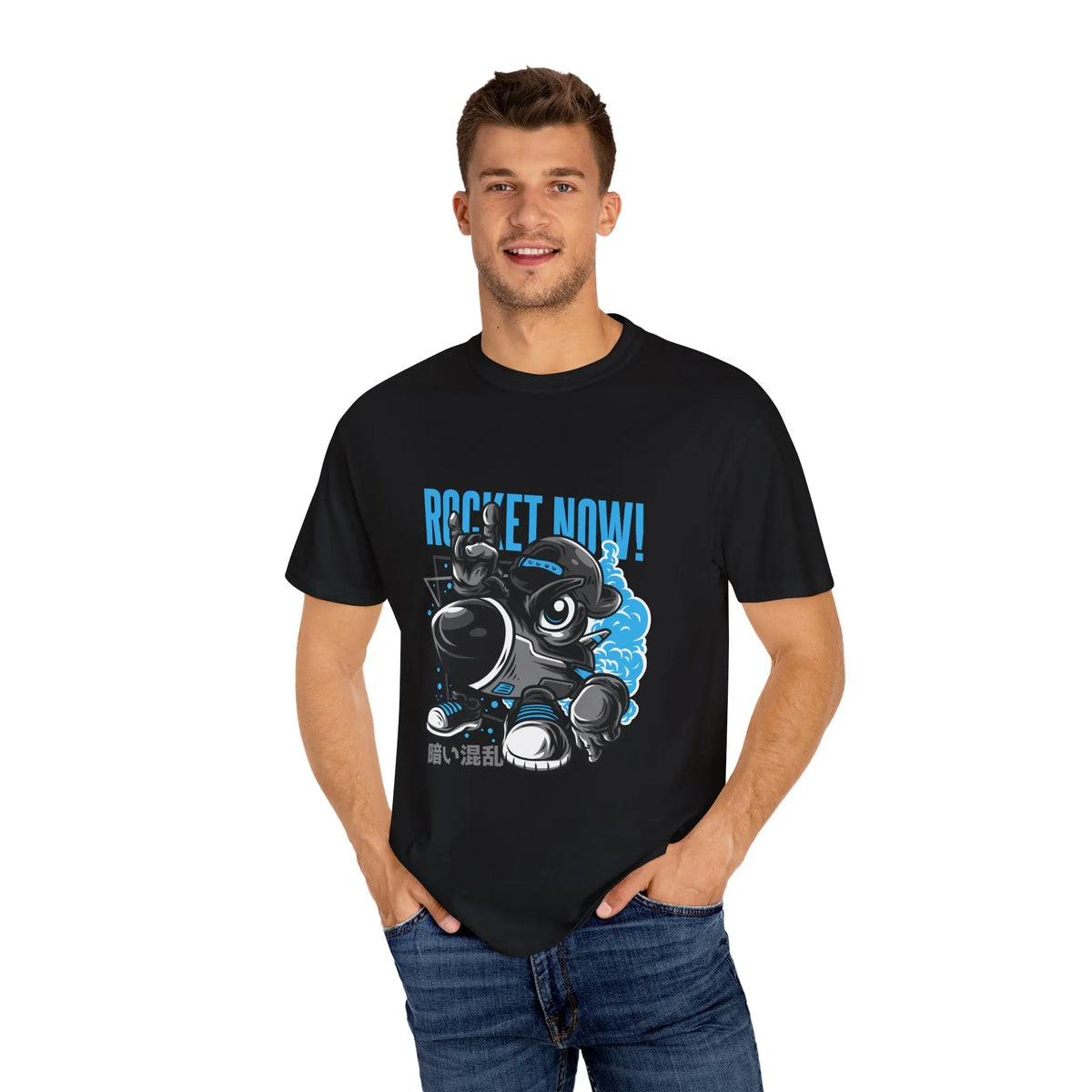 Rocket Now Cartoon Graphic Unisex Relaxed Fit T-Shirt - Sinful Threads