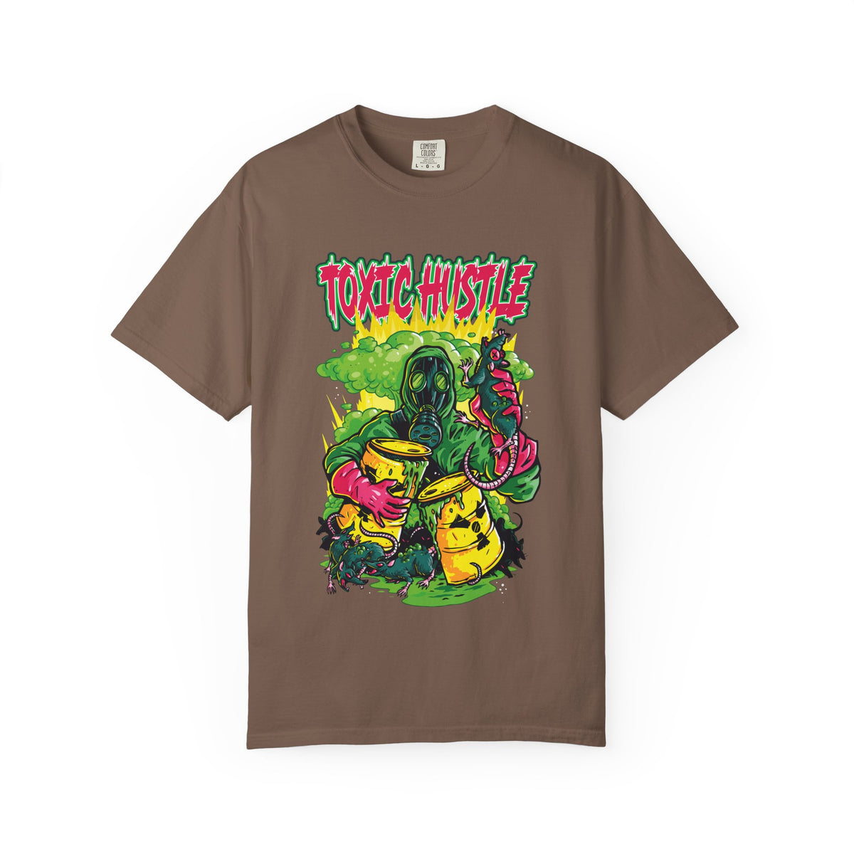 Toxic Hustle Hazmat Gas Mask Biohazard Tee - Survival Horror Shirt