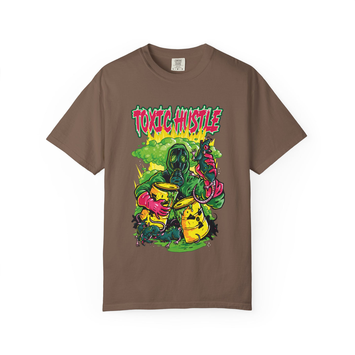 Toxic Hustle Hazmat Gas Mask Biohazard Tee - Survival Horror Shirt - Sinful Threads