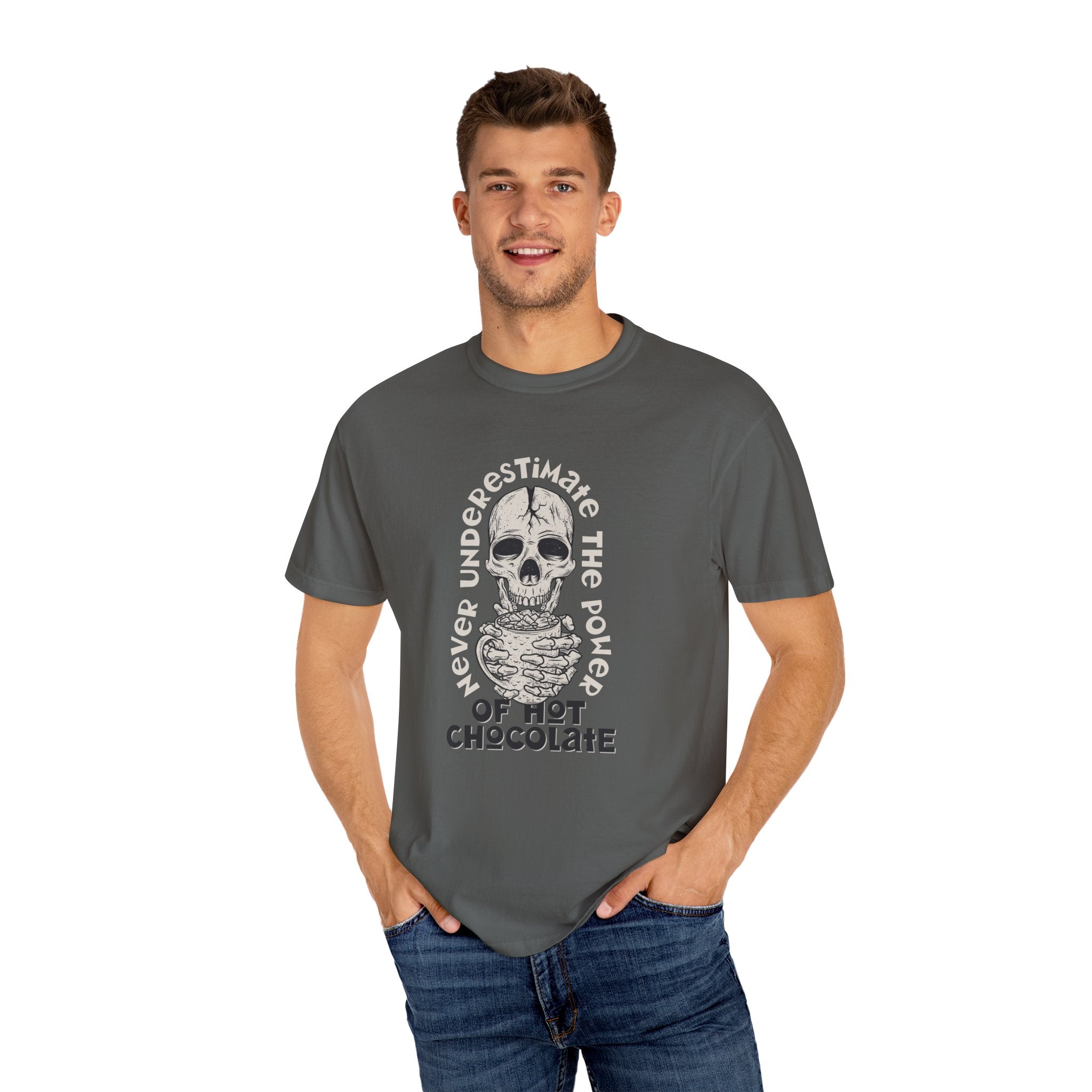 Spooky Skeleton Shirt - Hot Chocolate Humor - Funny Skull Tee - Sinful Threads