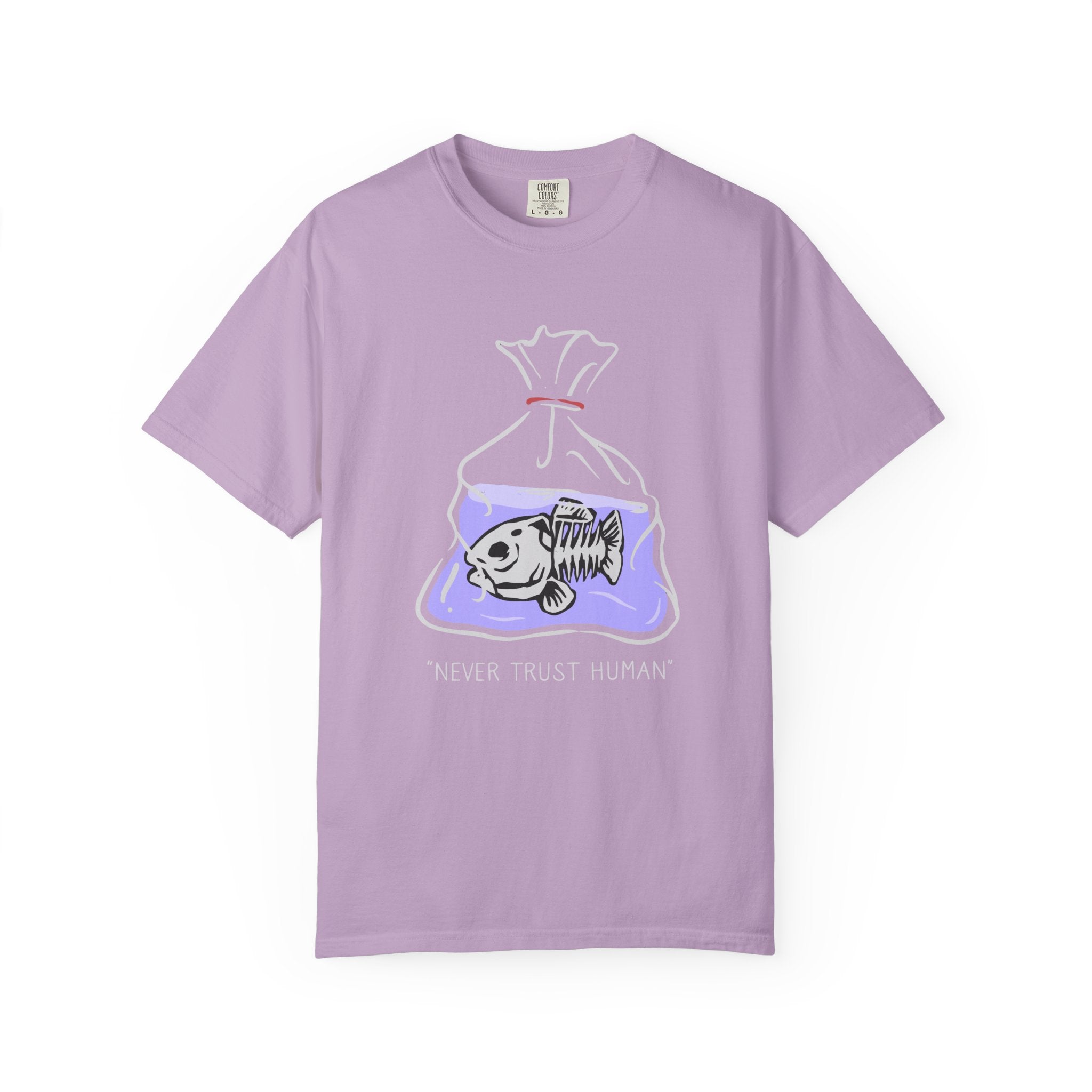 Never Trust Human Fish Bones Drawing Design T-Shirt - Sinful Threads