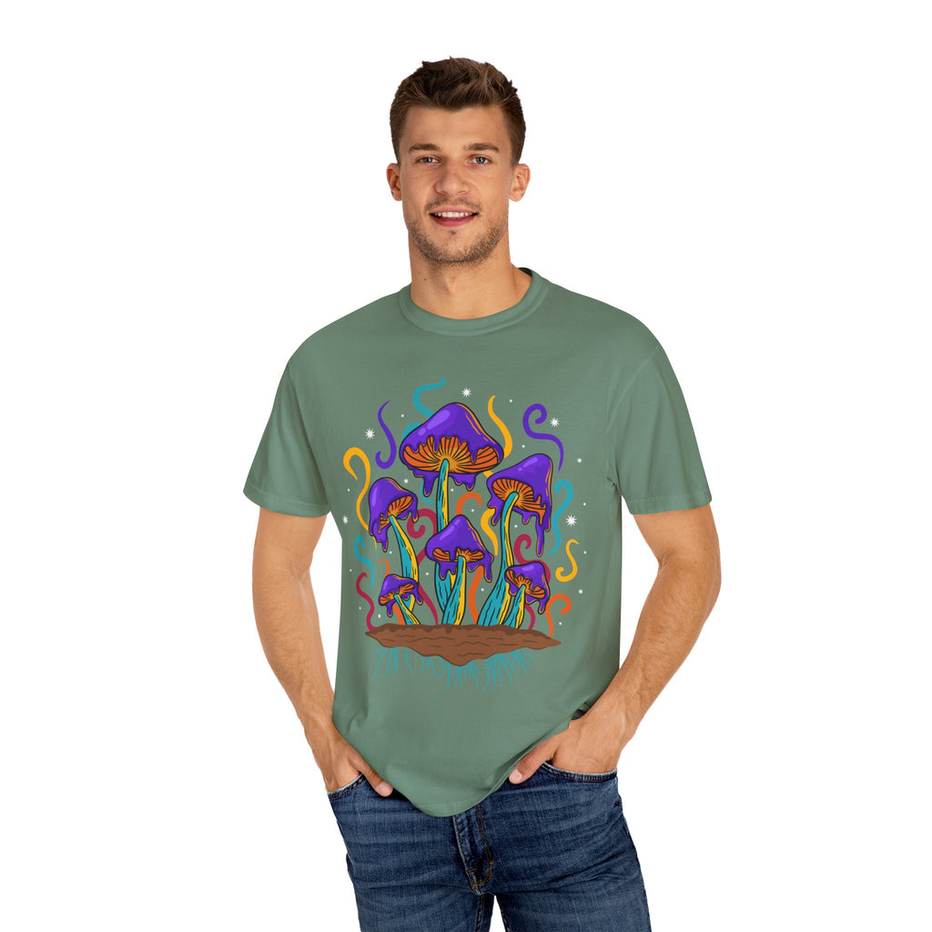 Psychedelic Mushroom Tee - Groovy Fungi Art Purple Gift - Sinful Threads