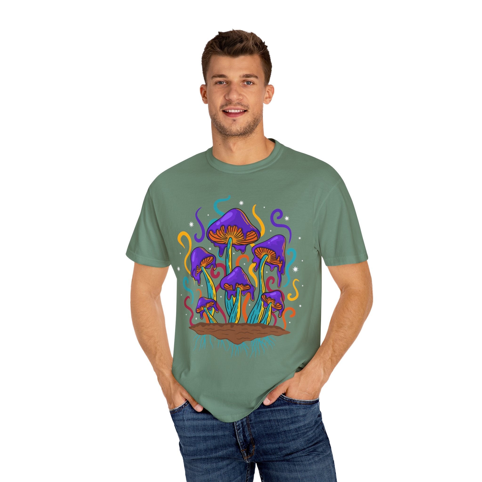 Psychedelic Mushroom Tee - Groovy Fungi Art Purple Gift - Sinful Threads