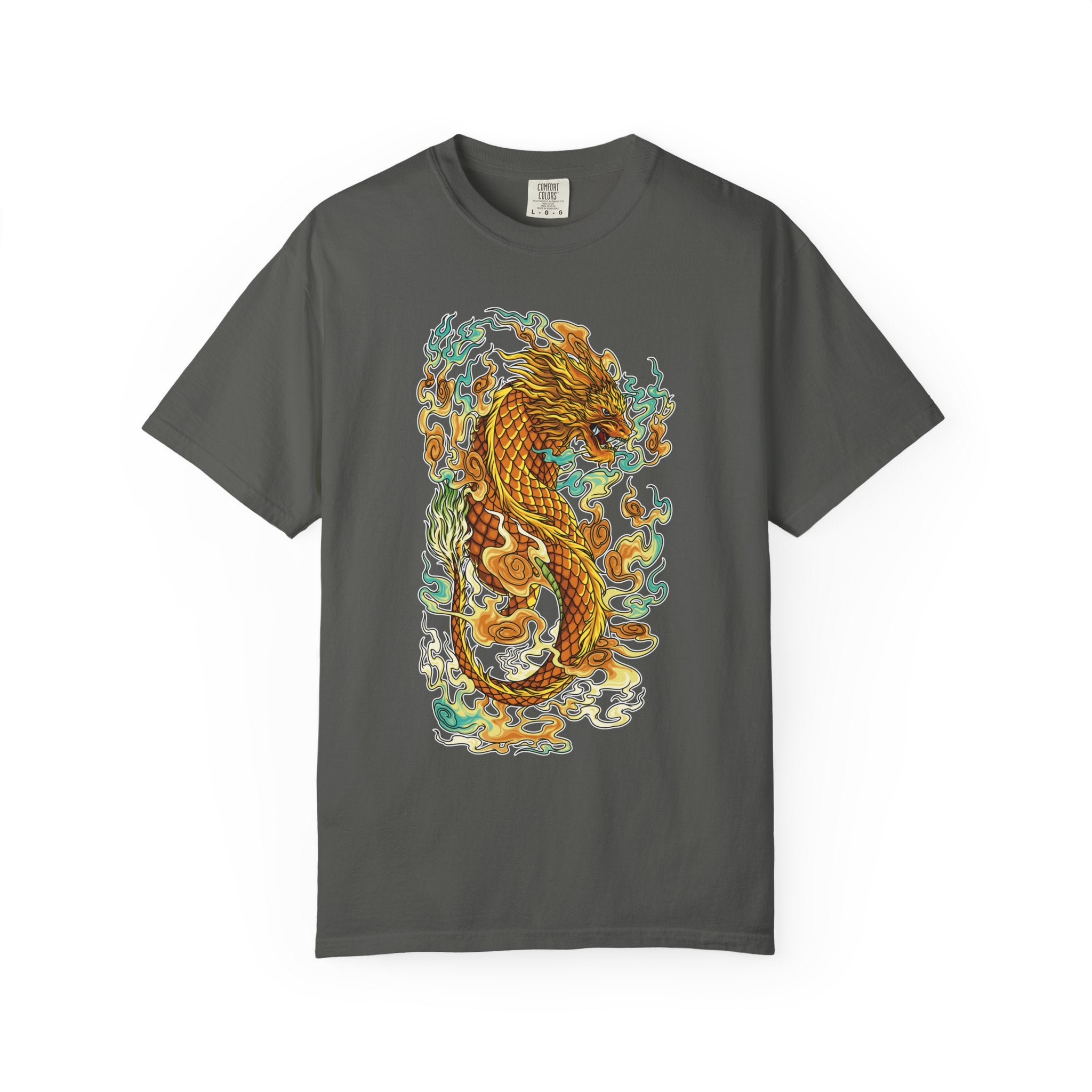 Golden Dragon Graphic Tee – Fantasy Creature Top - Sinful Threads